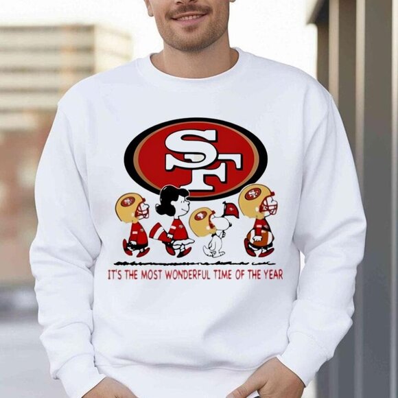 Julia A Tops - Snoopy And Friends San Francisco 49ers Wonderful Time NFL Football Sweatshirt 05